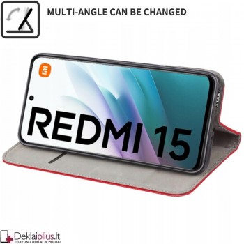 Telone atverčiamas dėklas - bordo spalvos (Xiaomi Redmi 15 4G)